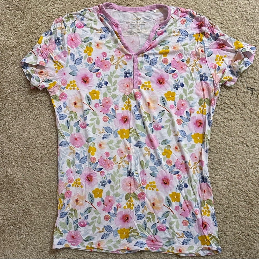 EUC little Sleepies Bella Blooms Mama set size xs/small